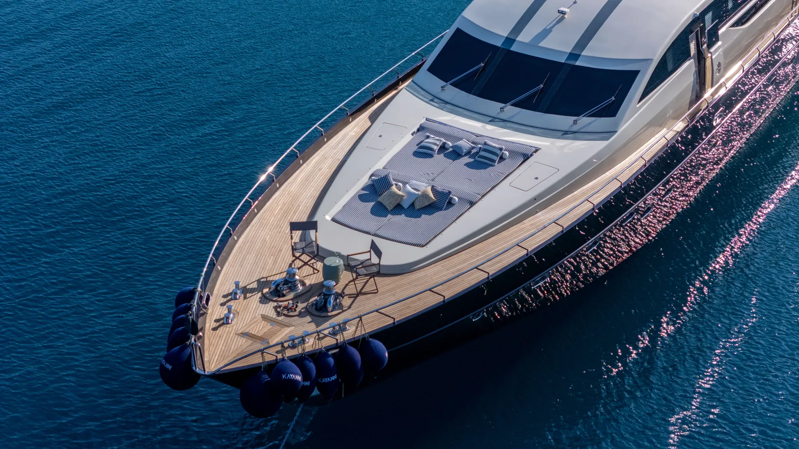 Luxury yacht deck from above for maritime events